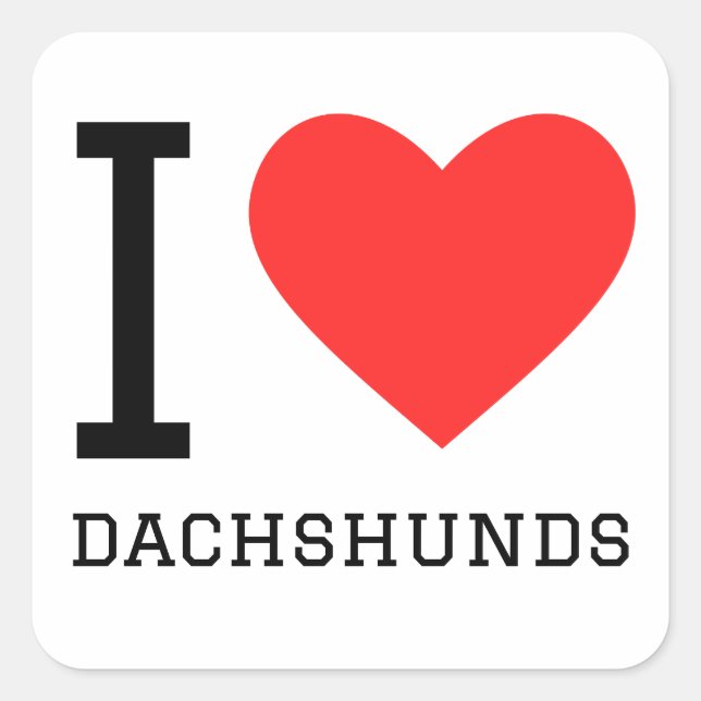 Sticker Carré J'adore les dachshunds (Devant)