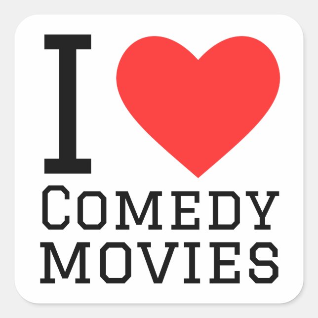 Sticker Carré J'adore les films comiques (Devant)