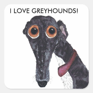 STICKER CARRÉ J'ADORE LES GREYHOUNDS !
