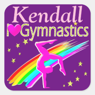 STICKER CARRÉ J'ADORE LES GYMNASTIQUES PERSONNALISÉS COLLÈGUES D
