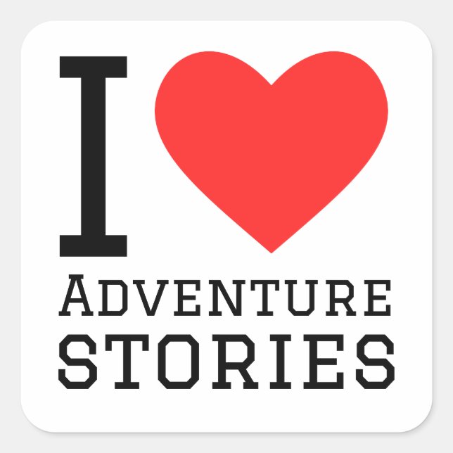 Sticker Carré J'adore les histoires d'aventure (Devant)