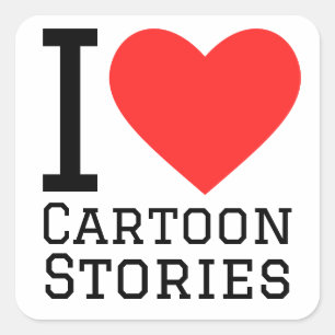 Sticker Carré J'adore les histoires de dessins animés