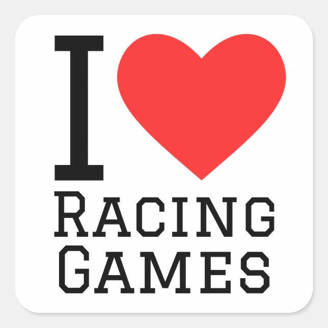 Sticker Carré J'adore les jeux de course (Devant)