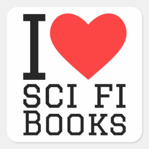 Sticker Carré J'adore les livres de science-fici