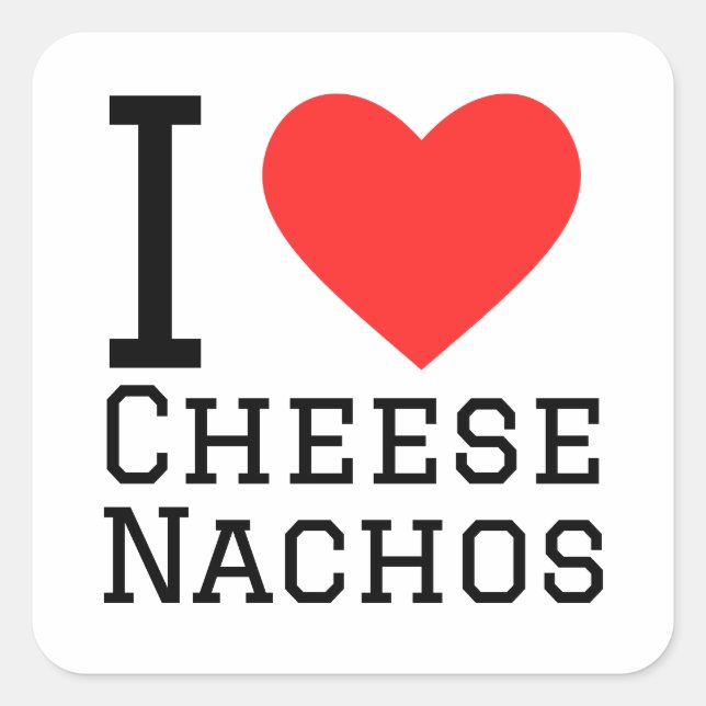 Sticker Carré J'adore les nachos au fromage (Devant)