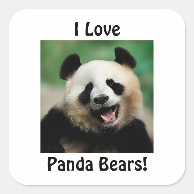 Sticker Carré J'adore les pandas (Devant)