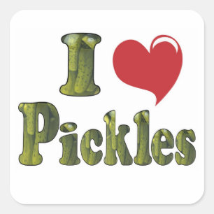Sticker Carré J'adore les pickles