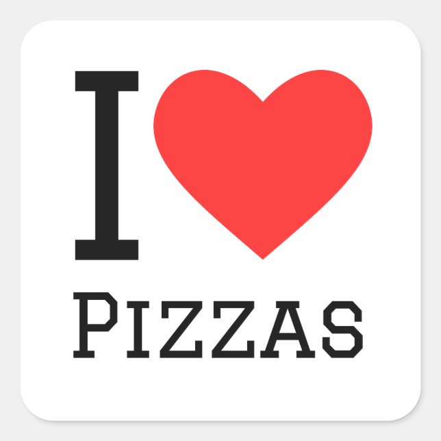 Sticker Carré J'adore les pizzas (Devant)