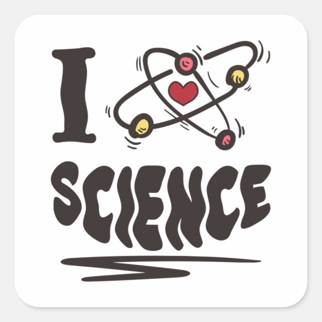 Sticker Carré J'adore les sciences (Devant)