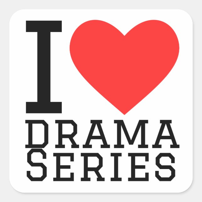 Sticker Carré J'adore les séries dramatiques (Devant)