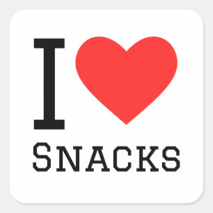 Sticker Carré J'adore les snacks
