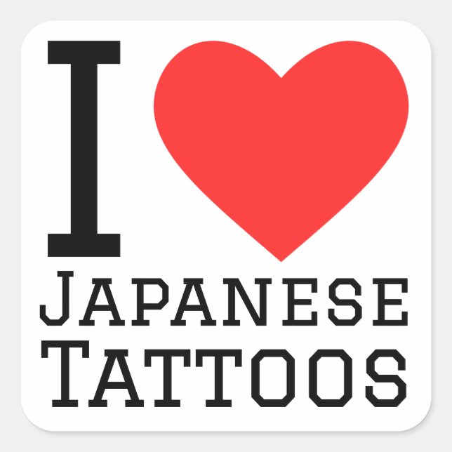 Sticker Carré J'adore les tatouages japonais (Devant)