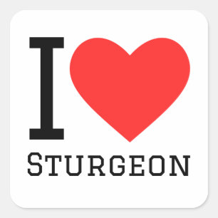 Sticker Carré J'adore l'esturgeon
