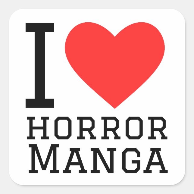Sticker Carré J'adore manga d'horreur (Devant)