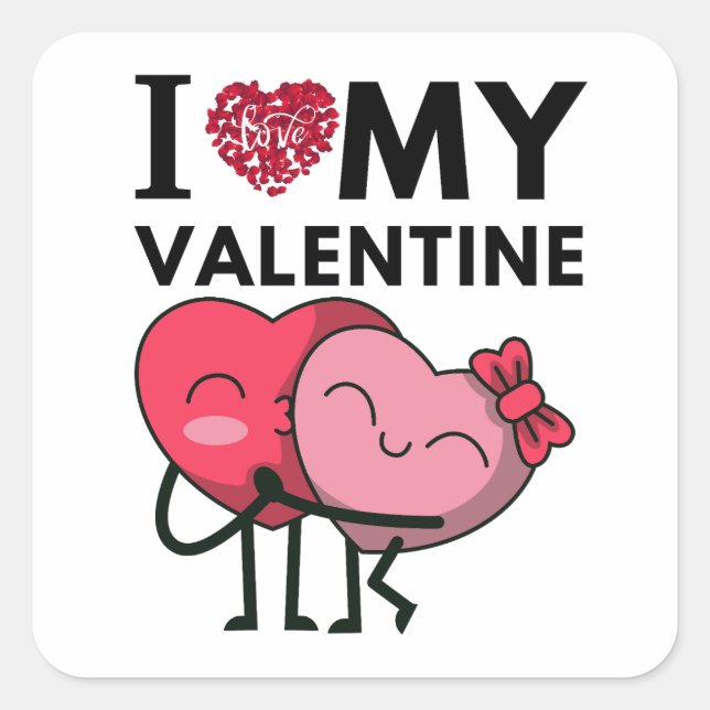 Sticker Carré J'adore mes cadeaux de Saint Valentin spéciaux (Devant)