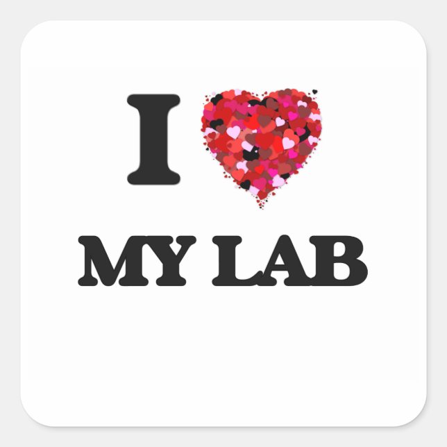 Sticker Carré J'adore mon laboratoire (Devant)