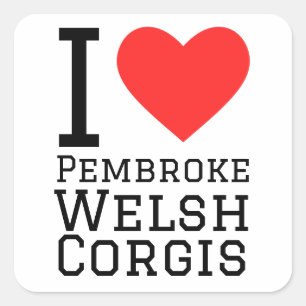 Sticker Carré J'adore pembroke welsh corgis