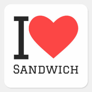 Sticker Carré J'adore sandwich