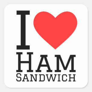 Sticker Carré J'adore sandwich au jambon