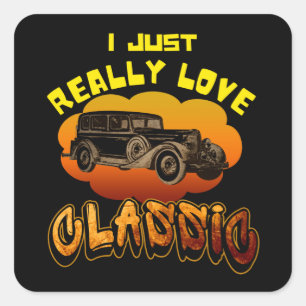 Sticker Carré j'adore vraiment les classiques