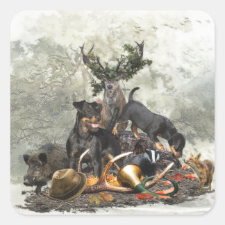 Sticker Carré Jagdterrier, Terrier de chasse allemand