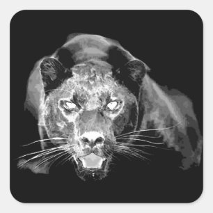 Sticker Carré Jaguar noir et blanc