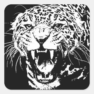 Sticker Carré Jaguar noir et blanc