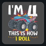 Sticker Carré J'ai 4 ans C'est comme ça que je roule Monster Tru<br><div class="desc">I'm 4 Voici comment je roule Monster Truck 4th Birthday Boys Family Matching Design Cadeau Carré Sticker Classic Collection.</div>