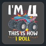 Sticker Carré J'ai 4 ans C'est comme ça que je roule Monster Tru<br><div class="desc">I'm 4 Voici comment je roule Monster Truck 4th Birthday Boys Family Matching Design Cadeau Carré Sticker Classic Collection.</div>
