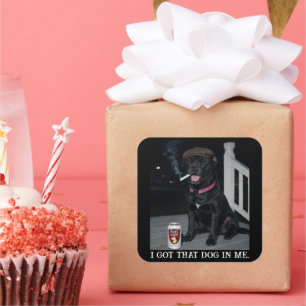 Sticker Carré J'ai Ce Chien En Moi, Personnalité Drôle de Cane C