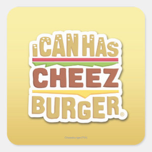 Sticker Carré J'ai du cheezburger (ombre)