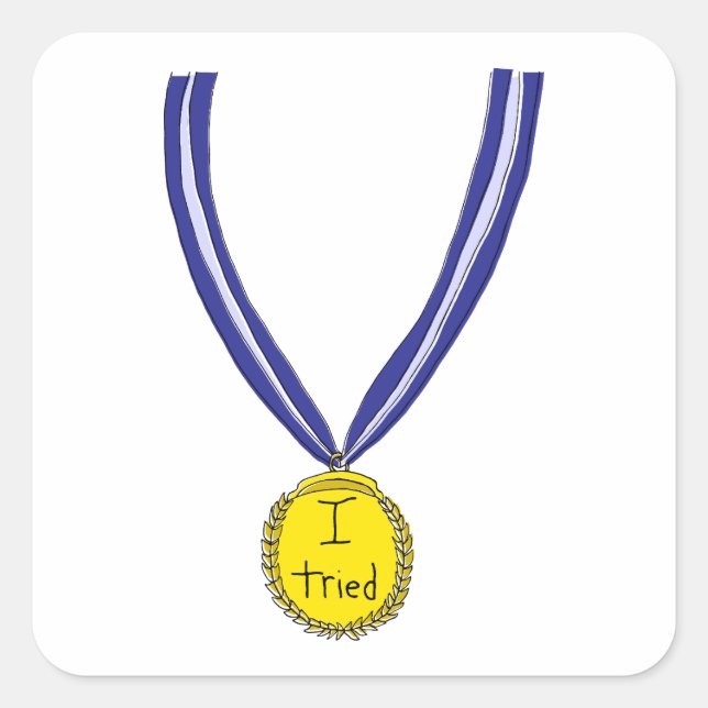Sticker Carré J'ai essayé la médaille (Devant)