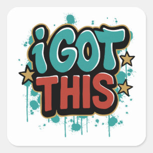 Sticker Carré J'AI EU CE Style Graffiti Typographie Motivationne