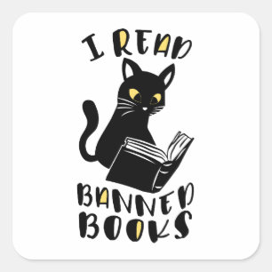 Sticker Carré J'ai lu des livres interdits Cat