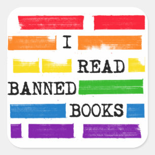 Sticker Carré J'Ai Lu Les Livres Interdits Rainbow Redacted