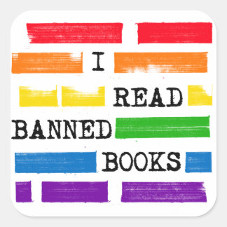 Sticker Carré J'Ai Lu Les Livres Interdits Rainbow Redacted