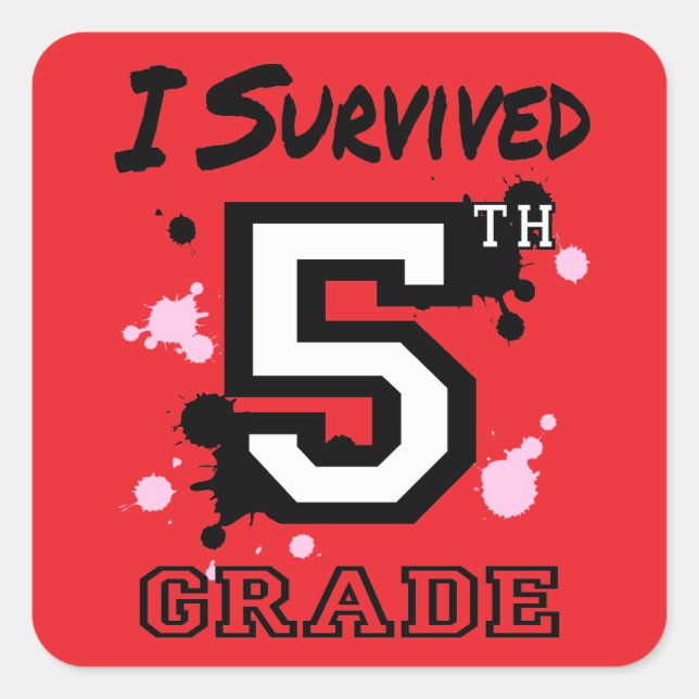 Sticker Carré J'ai survécu 5e année (Devant)
