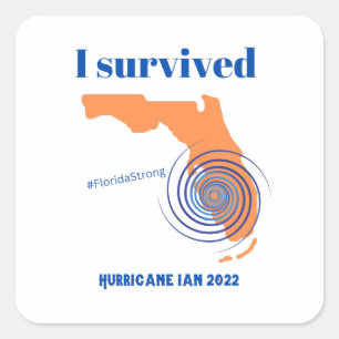 Sticker Carré J'ai survécu à l'ouragan Ian 2022 Floride fort