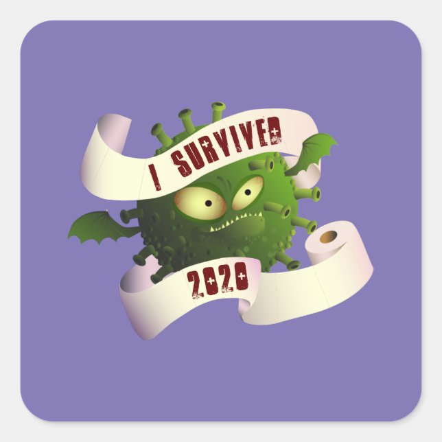 Sticker Carré J'ai survécu en 2020 (Devant)