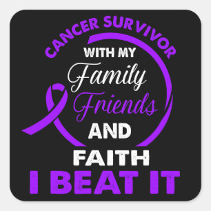 Sticker Carré J'ai vaincu le cancer du pancréas, survivant
