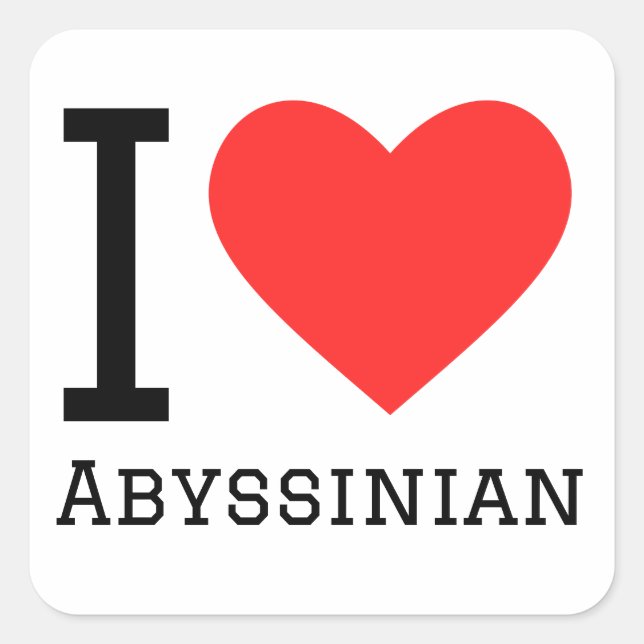 Sticker Carré J'aime Abyssinian (Devant)