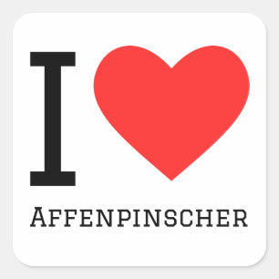 Sticker Carré J'aime Affenpinscher