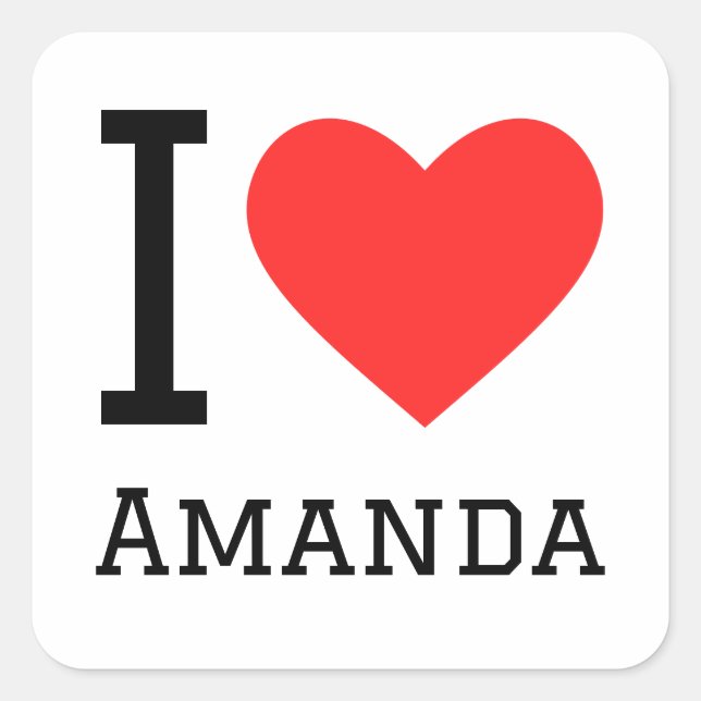 Sticker Carré J'aime Amanda (Devant)