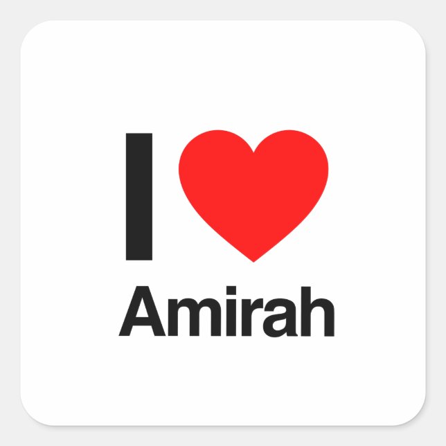 Sticker Carré j'aime amirah (Devant)