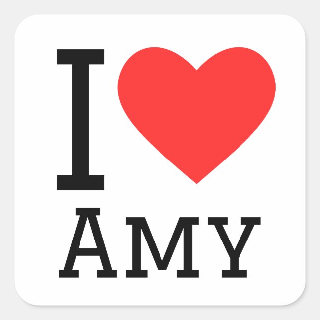 Sticker Carré J'aime Amy (Devant)