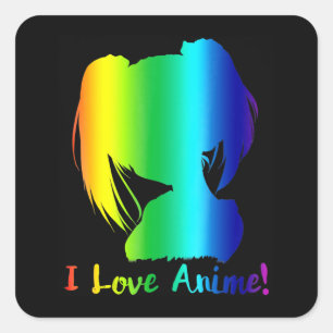 Sticker Carré j'aime anime manga drôle cosplay