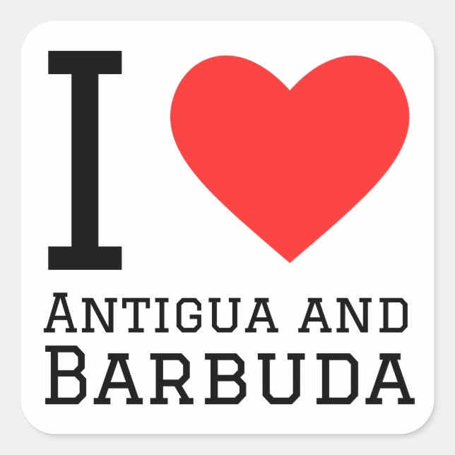 Sticker Carré J'aime Antigua et Barbuda (Devant)
