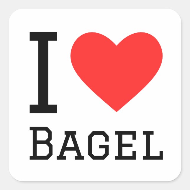 Sticker Carré J'aime bagel (Devant)
