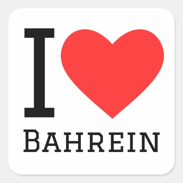 Sticker Carré J'aime Bahreïn (Devant)