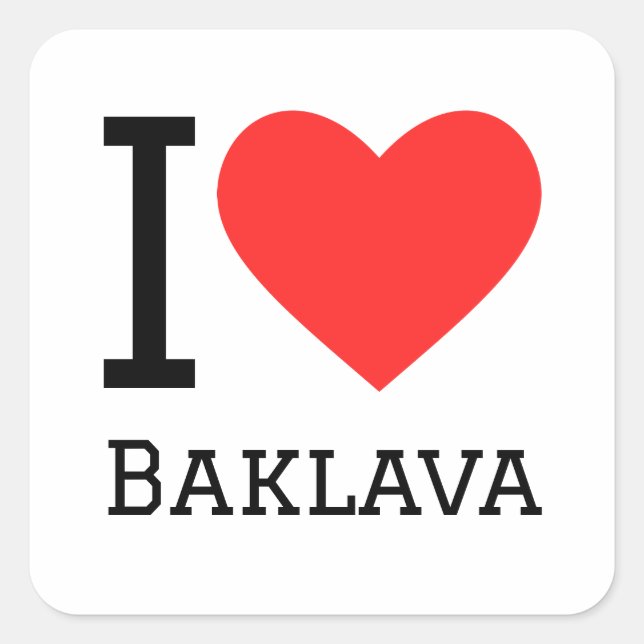 Sticker Carré J'aime baklava (Devant)